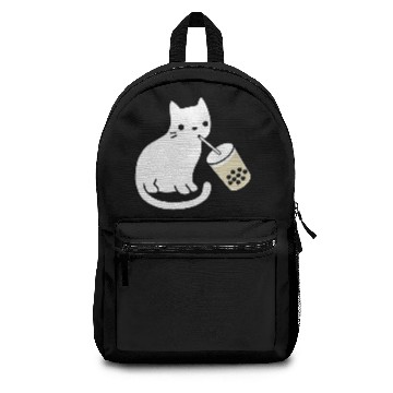 Discover Cat Drinking Boba Milk Tea Bobalogy Backpacks