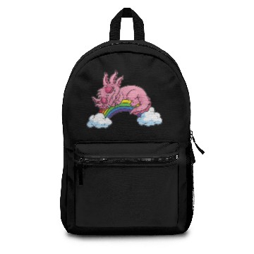 Discover Sleeping Axolotl on a Rainbow Backpacks