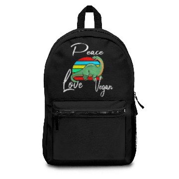Discover Peace Love Vegan Brontosaurus Backpacks