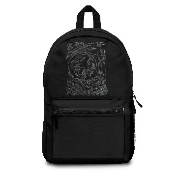 Discover Grim Reaper Wielding Scythe Sickle White Outline Backpacks