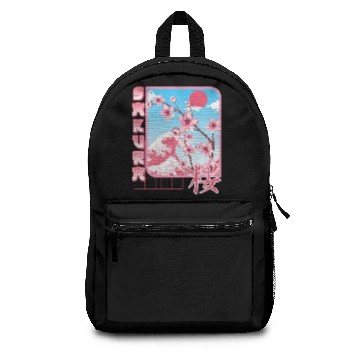 Discover Kanji Characters Style Sakura Japanese Cherry Backpacks