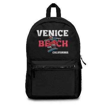 Discover Venice Beach California Skeleton Skateboarder Backpacks
