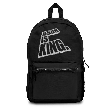 Discover jesus is king quote Backpacks