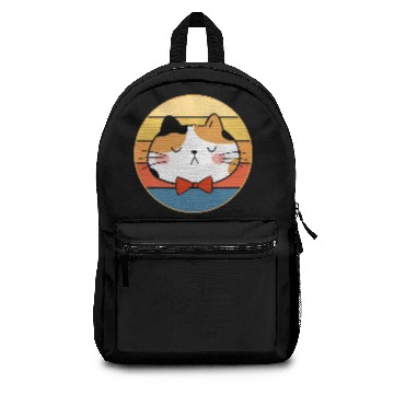 Discover Funny Cute Kawaii Cat Face Retro Sunset Backpacks