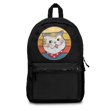 Discover Funny Cute Kawaii Cat Face Retro Sunset Backpacks