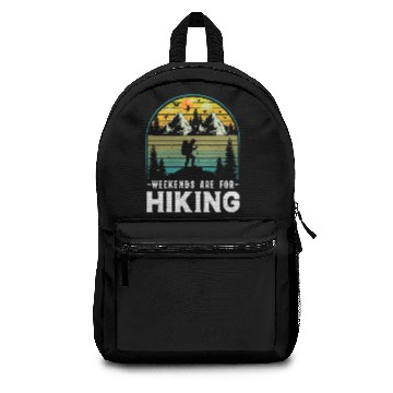 Discover Weekends for Hiking: Vintage White Text Design Backpacks