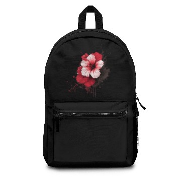 Discover A red hibiscus flower ink drawing Backpacks