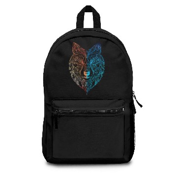 Discover wolf face sign design Backpacks