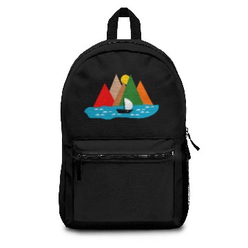 Discover Black Sailing Boat Scape Backpacks