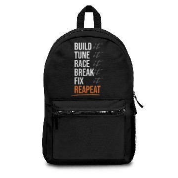 Discover Build Tune Race Break Repeat, Car Racing Backpacks