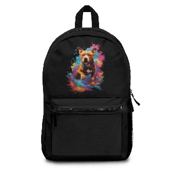Discover Pitbull Dog Fourth Wall Break, Multicolor Design Backpacks