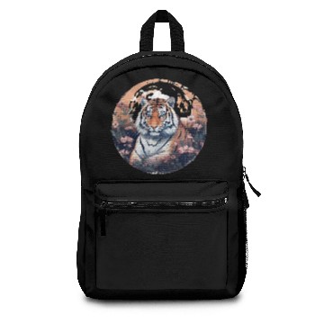 Discover Celestial moon flower tiger sitting tall Backpacks