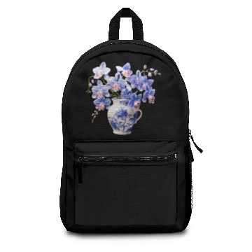 Discover Blue Orchids in a Vase Graphic Backpacks