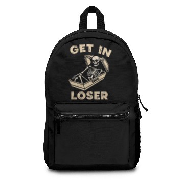 Discover Get In Loser Skeleton In Coffin Backpacks