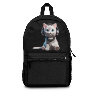 Discover Music Lover Cat V II on Unisex Poly Cotton Backpacks