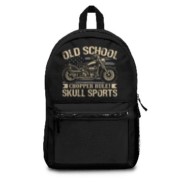 Discover Motorcycle Rider Old School Chopper Rule Skull Backpacks