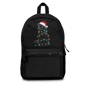 Discover Black Cat Christmas Tree Lights Funny Cat Backpacks
