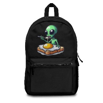 Discover Alien eats fried egg on toast Backpacks