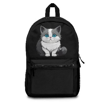 Discover Cute round cat grey-white tiger Backpacks