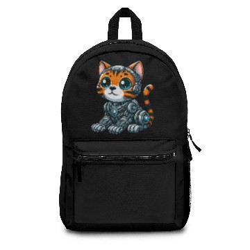 Discover Bengal Cat Cyborg Cartoon Design Backpacks