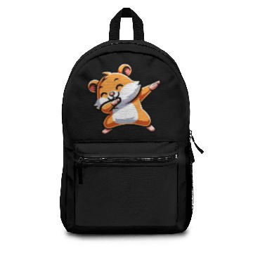 Discover Cute Hamster Doing the Dab: Cartoon Style Backpacks