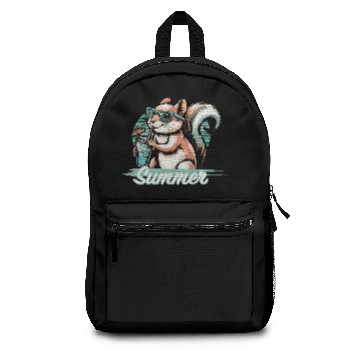 Discover Cute cartoon squirrel enjoying the summer Backpacks