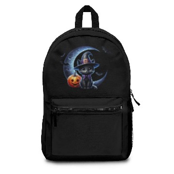 Discover Pumpkin kitty and back side dark moon Backpacks