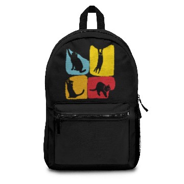 Discover Playful Black Cat Poses Silhouettes Pattern Backpacks