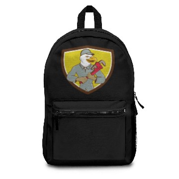 Discover Bald Eagle Plumber Monkey Wrench Crest Cartoon Backpacks