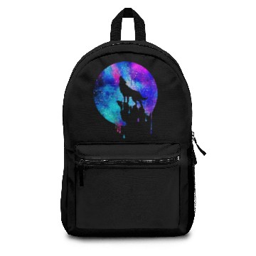 Discover Howling wolf watercolor space drips galaxy gift Backpacks