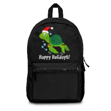 Discover Sea Turtle Santa Hat Happy Holidays Backpacks