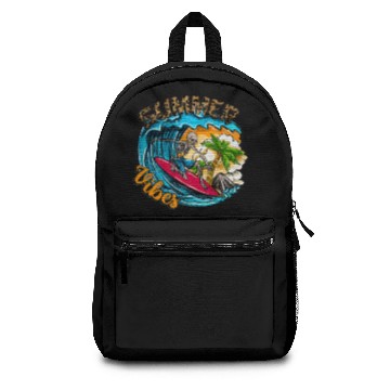Discover Surfing Skeleton Summer Vibes Beach Waves Sunset S Backpacks