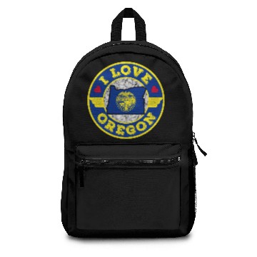 Discover I Love Oregon State Map and Flag Backpacks