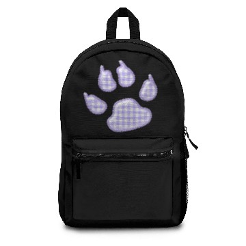 Discover gingham dog paw - purple Backpacks