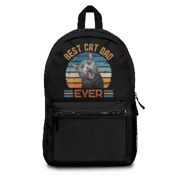 Discover Best Cat Dad Ever Funny Black And Grey Cat Backpacks