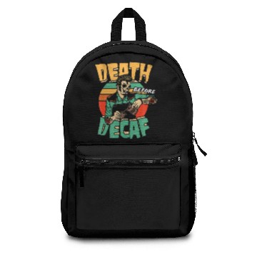 Discover Vintage Death Before Decaf Coffee Skeleton Hallowe Backpacks