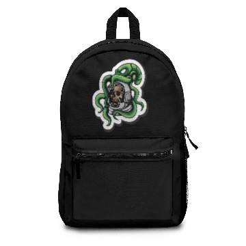 Discover Astro Skull with Octopus White Board Sticker Backpacks