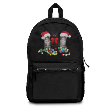 Discover Three Kittens With Hats Tangled Christmas Lights C Backpacks