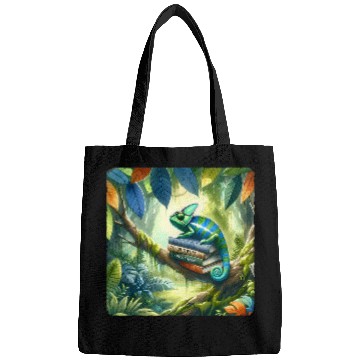 Discover Chameleon Reading Book In Jungle Branch Books Camouflaged Bags