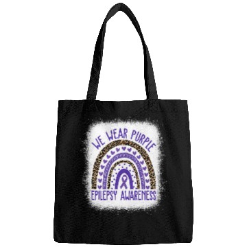 Discover We Wear Purple Leopard Rainbow For Epilepsy Awareness Bags