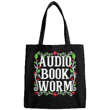 Discover Audio Book Worm Funny Floral Elements Design Bags