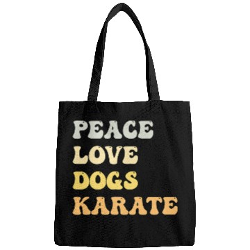Discover Peace Love Dogs Karate Funny Retro Bags