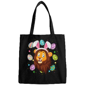 Discover Lion Gift Funny Easter Egg Lover Bunny Ear Lion Face Easter Sunday Bags