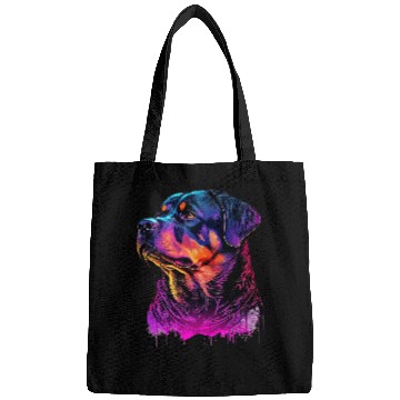 Discover Dog Rottweiler Synthwave 80s Retrowave Aesthetic 3 Bags