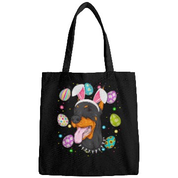 Discover Dog Doberman Easter Egg Lover Bunny Ear Doberman Dog Face Easter Sunday Bags