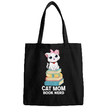 Discover Funny Cat Mom Ladies Reading Teacher Book Lover Bags