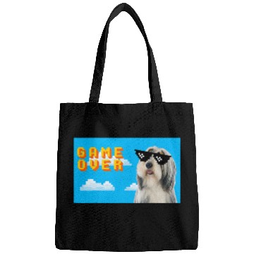 Discover 8Bit Game Over Bearded Collie Bags