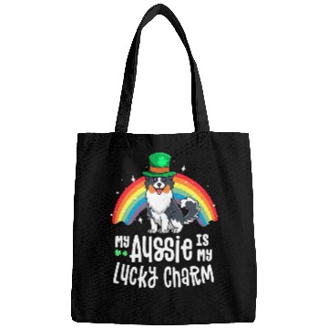 Discover Aussie Lucky Charm St Patricks Day Dog Australian Shepherd Bags