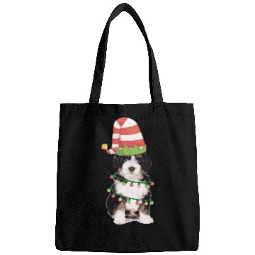Discover Bernedoodle Puppy Christmas Elf Dog Bags