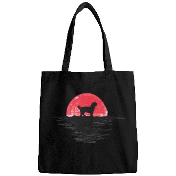 Discover Bernedoodle Japanese Sunset Retro Dog Red Bags
